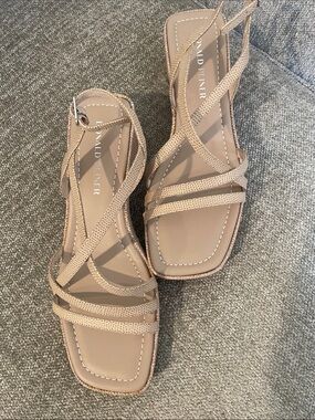 Donald J. Pliner Beige Strappy Square-Toe Sandals